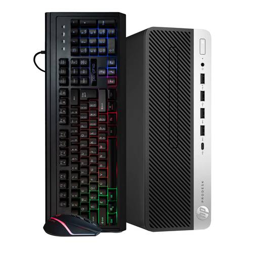 كمبيوتر مكتبي اتش بي مجدد HP ProDesk 600 G4 – معالج i5 الجيل الثامن، رام 16GB، SSD 500GB، ويندوز 11 برو، منافذ Type-C و كيبورد وماوس