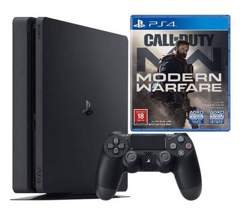 Sony PlayStation 4 500GB Black with DualShock 4 Controller and Modern Warfare Bar (Renewed) 1 Year Warranty Free Shipping