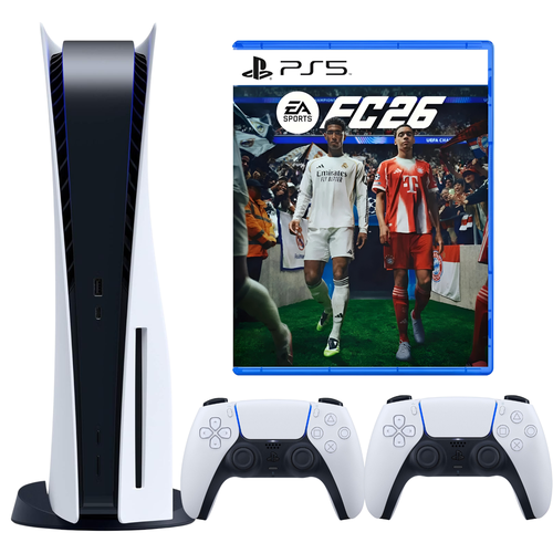PlayStation 5 disc version 825 GB refurbished with DualShock 4 controller + extra controller + FIFA 26 video card, one year warranty