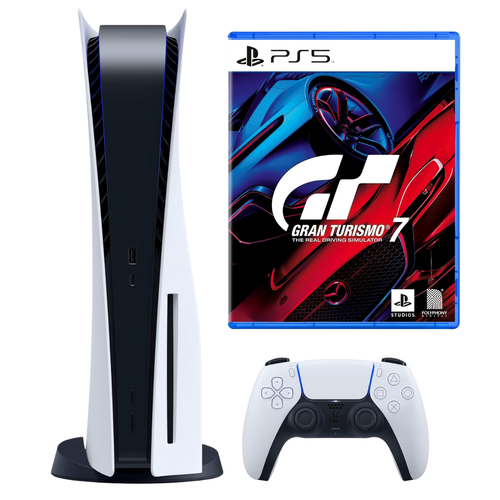 Sony PlayStation 5 disc version + Gran Turismo 7 game (refurbished) one year warranty
