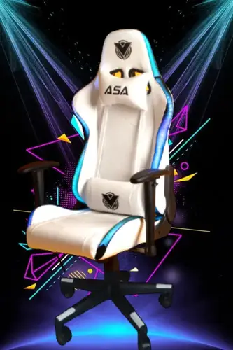 White lighting chair from ASA with two special pillows for the back and neck