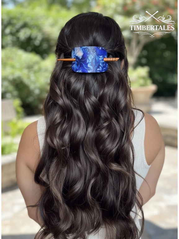 Wavy Blue Hair Barrette