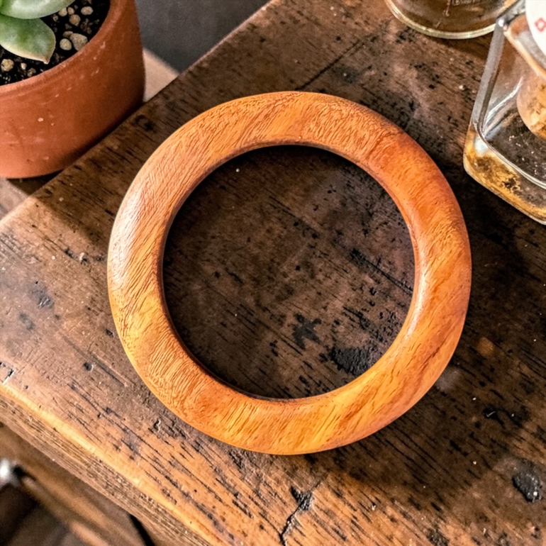 Round Wooden Hair Barrette