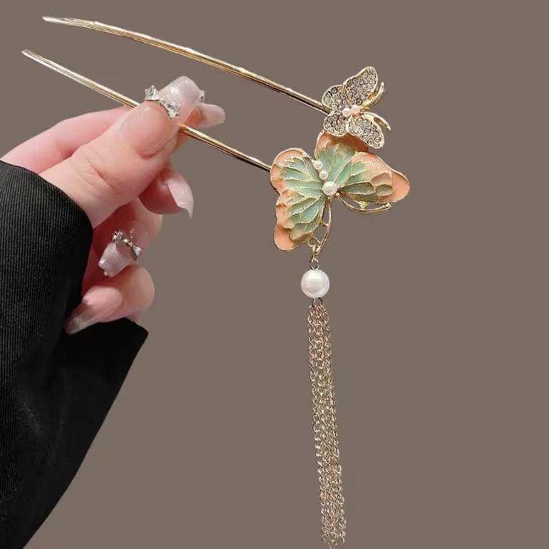 Butterfly Tassel Hair Fork