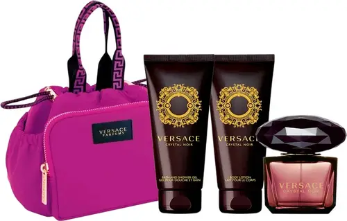 Versace Crystal Noir Set For Women Eau De Toilette 90 ML + Shower Gel + Body Lotion