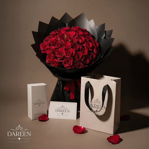 بوكيه ورد احمر مع عطر