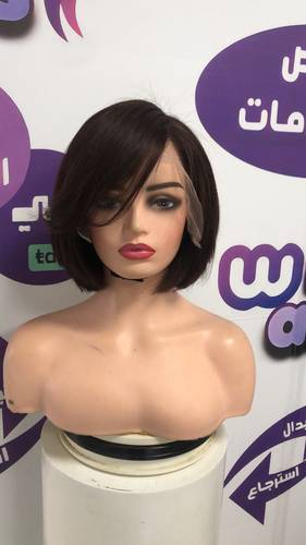 باروكة شعر طبيعي طول  10 انش كثافه 180اللون اسود طبيعي  جذور كامله دانتيل 