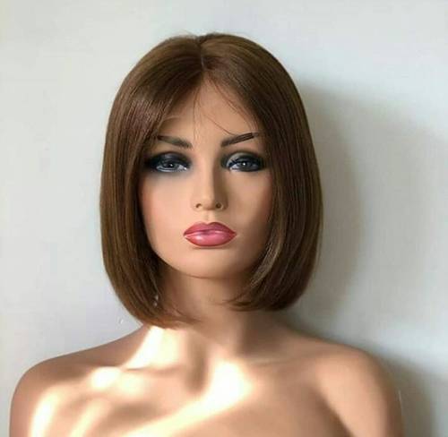 باروكة شعر طبيعي  طول 8 انش كثافه 200 اللون اسود طبيعي جذور  حرير ٥*٦ مع بيبي هير