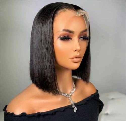 باروكة شعر طبيعي طول 8 انش والكثافه 150 اللون اسود طبيعي 
