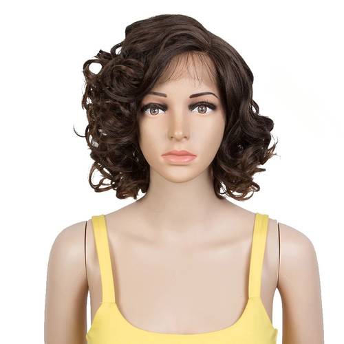 باروكة مموجه طول 12 انش والكثافه 180 جذور دانتيل 4*4 اللون بني غامق #2