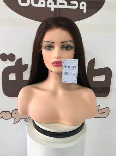 باروكة شعر طبيعي  طول 16 انش والكثافه 150 اللون اسود طبيعي جذور دانتيل 13*4