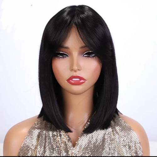 بـاروكة شعر طبيعي طول 12 انش والكثافه 150 اللون اسـود جذور 13*4