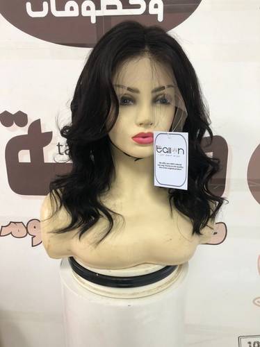 باروكة شعر طبيعي طول 16 انش كثافه 180 اللون اسود طبيعي جذور كامله دانتيل