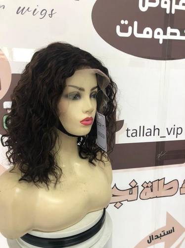 باروكة شعر طبيعي طول 12 انش والكثافه 180 اللون بني غامق #2 مع خصل بني فاتح جذور حرير 13 ّ4