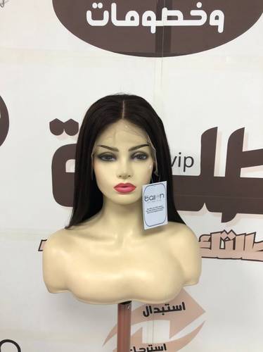 باروكة طول 12 انش والكثافه 150 اللون اسود  جذور حرير 13*4  طبيعي 