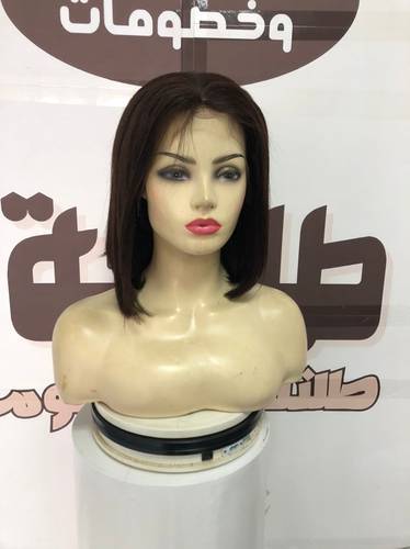 باروكة شعر طبيعي طول 10 انش كثافه 180 اللون بني غامق  حرير ١٣*٤ كامله حرير من الامام