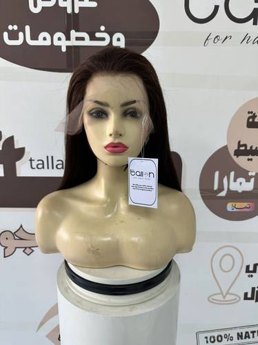 باروكات شعر طبيعي طول ١٤ انش والكثافه ١٥٠ اللون بني غامق  جذور دانتيل ١٣*٤