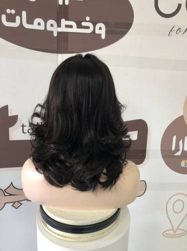 باروكة شعر طبيعي طول 12 انش كثافه 180 اللون اسود طبيعي جذور دانتيل 13.4