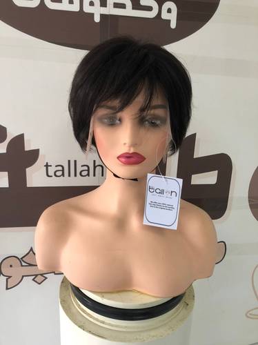 باروكة شعر بوي اللون اسود طبيعي  جذور دانتيل4*4 