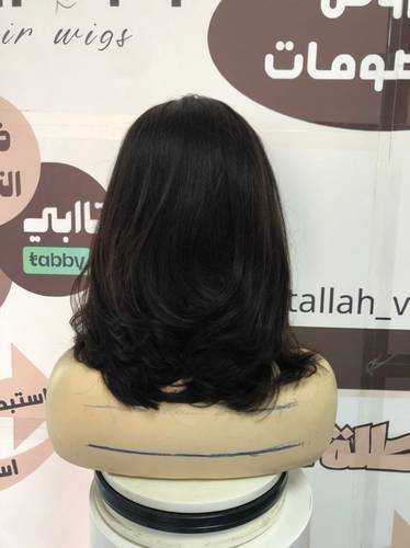 باروكة شعر طبيعي طول 12 انش كثافه 180 اللون بني غامق #2 جذور حرير اماميه باالكامل