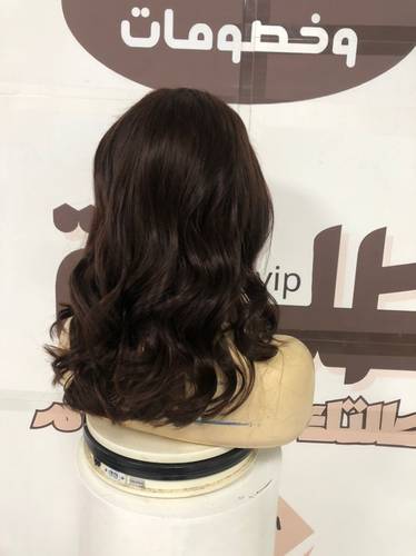 باروكة شعر ويفي طول 14 انش كثافه 180 جذور حرير 6*6