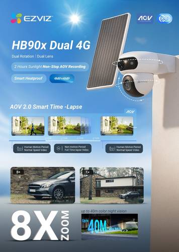 كاميرا عدستين متحركة بالطاقة الشمسية EZVIZ HB90x