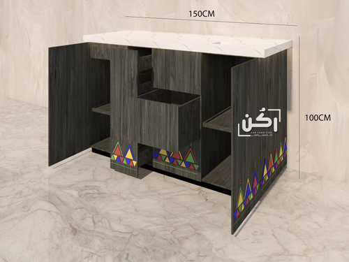 كورنر كوفي نقش جنوبي ميلامين رمادي وسط - موديل 1090