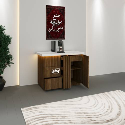 كورنر كوفي بشرائح طولية لون بني كهرماني - موديل 3340