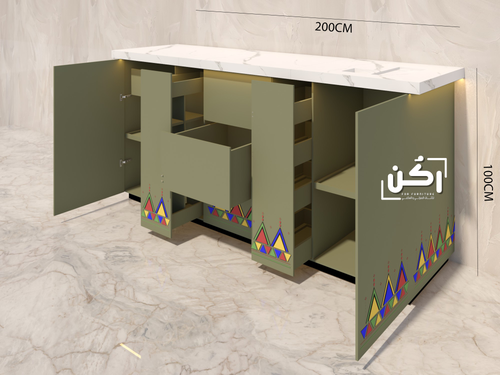 كورنر كوفي نقش جنوبي لون زيتي - موديل 1090