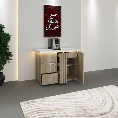 كورنر كوفي بشرائح طولية لون وود لايت - موديل 3290
