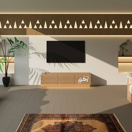 طاولة تلفاز تراثية نجدية - لون بيج سنديان - موديل 4050