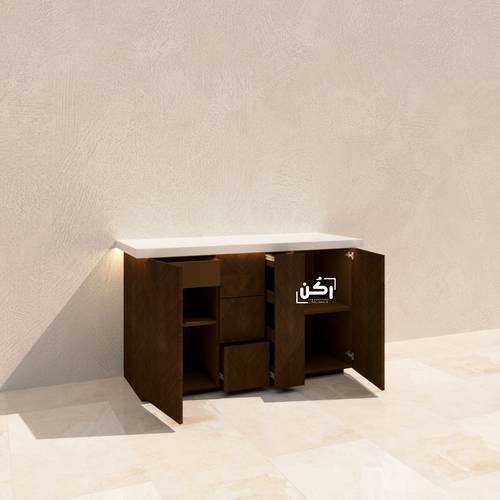 ركن قهوة عصري من قشرة الجوز نقش سبعات لون اسبريسو - موديل 2055