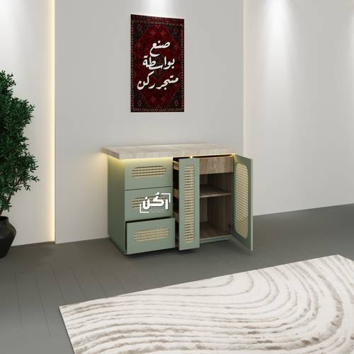ركن قهوة راتان لون اخضر ضبابي - موديل 3410
