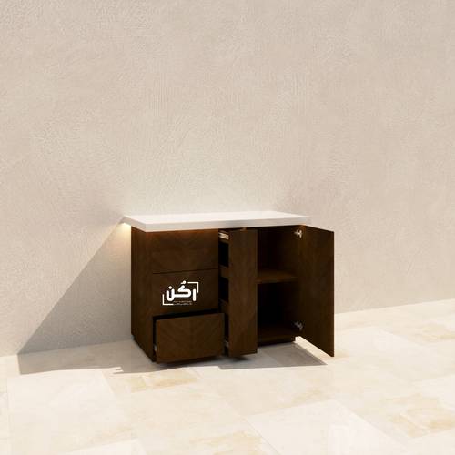 كورنر كوفي قشرة جوز نقش سبعات لون اسبريسو - موديل 2055