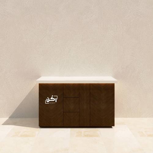 ركن قهوة عصري من قشرة الجوز نقش سبعات لون اسبريسو - موديل 2055