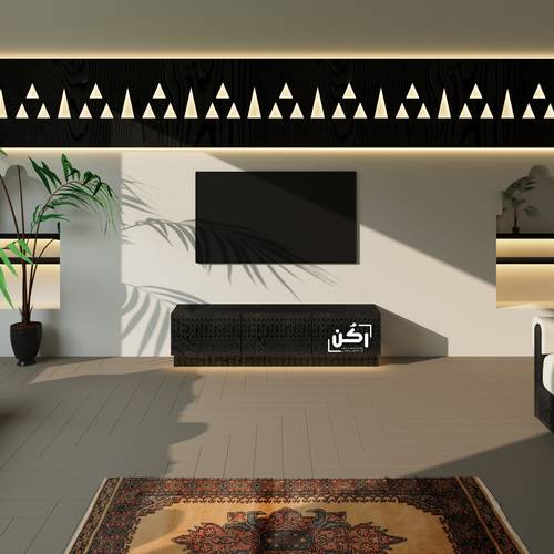 طاولة تلفاز تراثية نجدية - لون اسود سنديان - موديل 4050