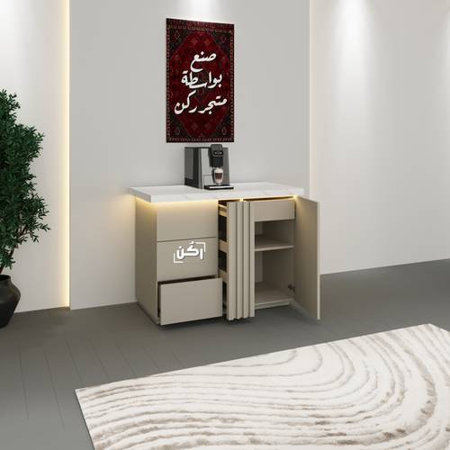 كورنر كوفي بشرائح طولية لون اوف وايت - موديل 3330