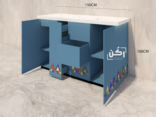 كورنر كوفي نقش جنوبي لون تيفاني وسط - موديل 1090