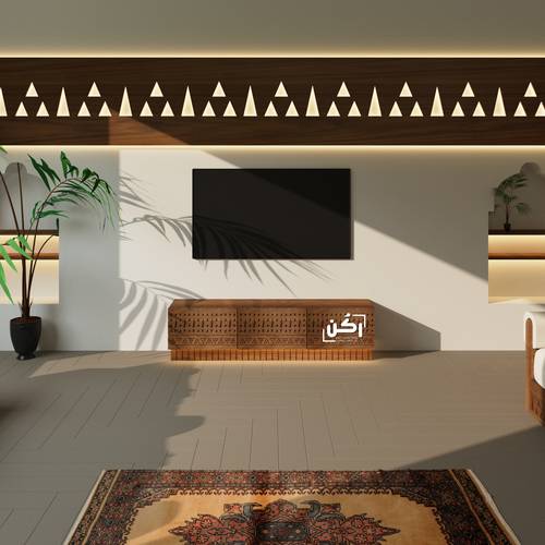 طاولة تلفاز تراثية نجدية - لون جوز كهرماني - موديل 4050