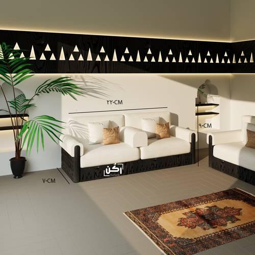 كنب مجلس نجدي تراثي – نفرين - لون اسود سنديان - موديل 4050