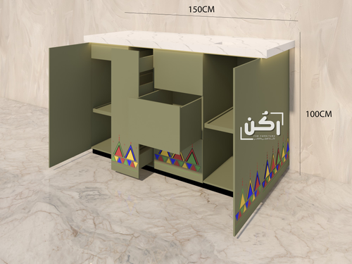 كورنر كوفي نقش جنوبي لون زيتي وسط - موديل 1090