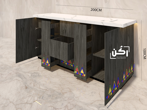 كورنر كوفي نقش جنوبي ميلامين رمادي - موديل 1090
