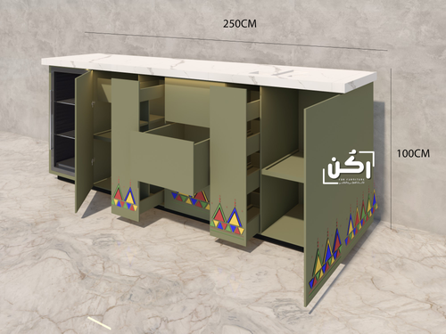 كورنر كوفي نقش جنوبي لون زيتي حجم كبير - موديل 1090