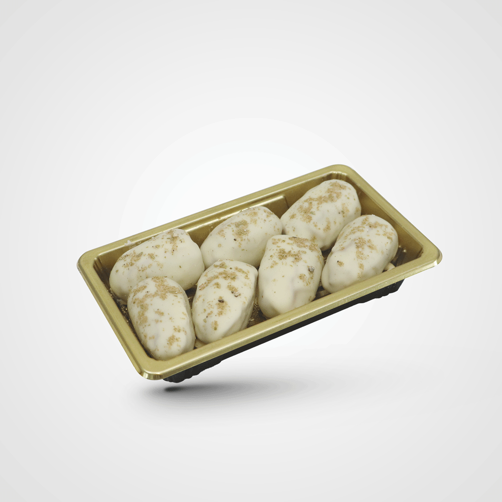 Mini white chocolate dates with cardamom