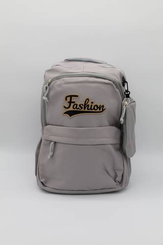 شنطة ظهر رمادية بتطريز Fashion أنيقة وعملية