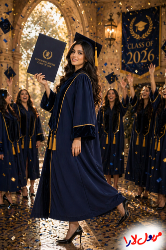  عباية تخرج كحلي فاخرة بتصميم أنيق عباية تخرج  2026