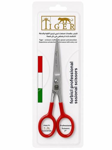 Tiger Laser Professional Stainless Steel Scissors with Red Handle – 7 mm.