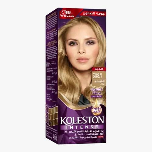 Koleston Hair Dye Intense Light Ash Blonde 308/1 by Wella – 100 ml