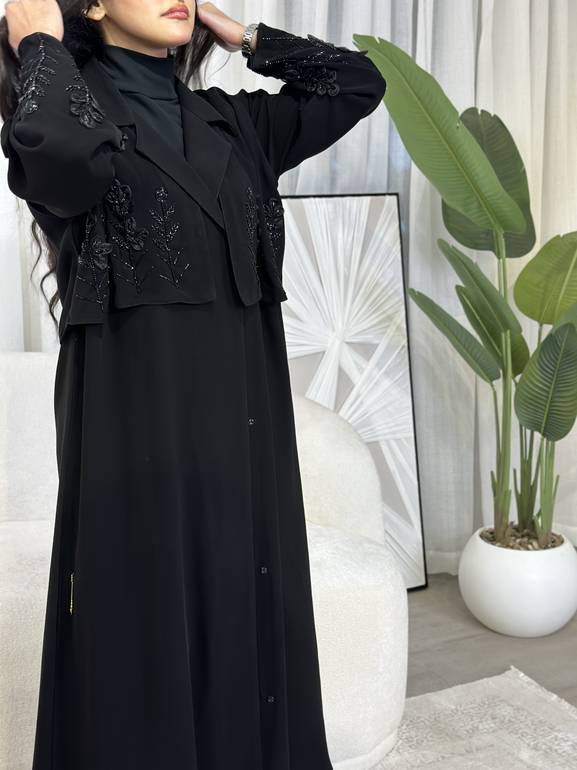 409# عباية تطريز قطعتين