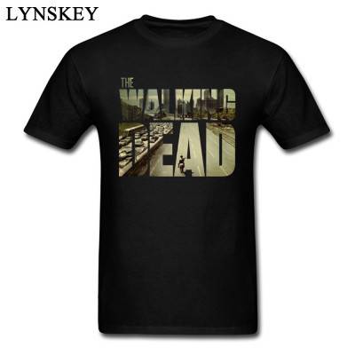 المشي الميت جبان تي شيرت رجل قصير الأكمام القطن Teeshirt مخصص صديقها علوي أسود رائع